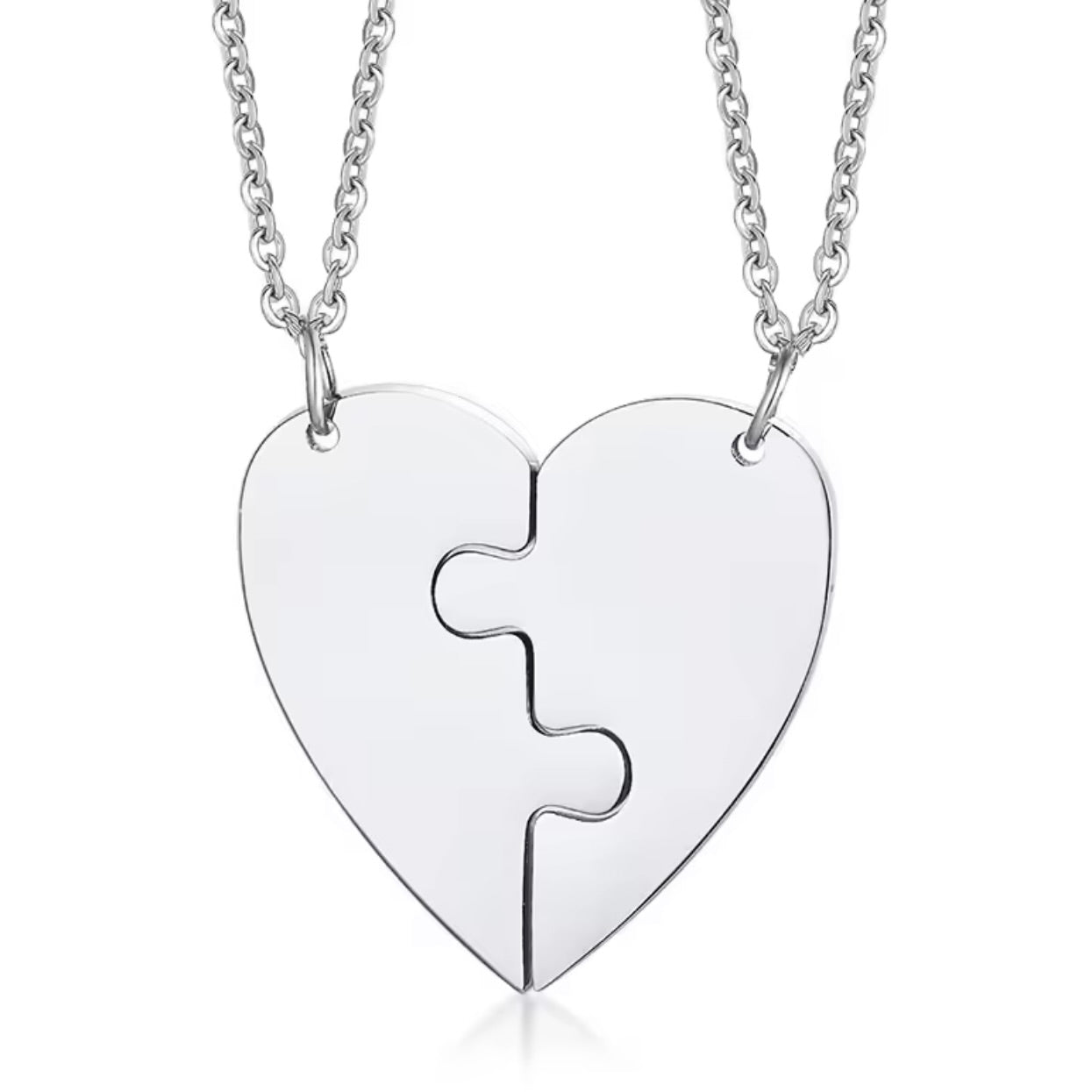 סט תליונים פאזל לב זוגי עם חריטה אישית