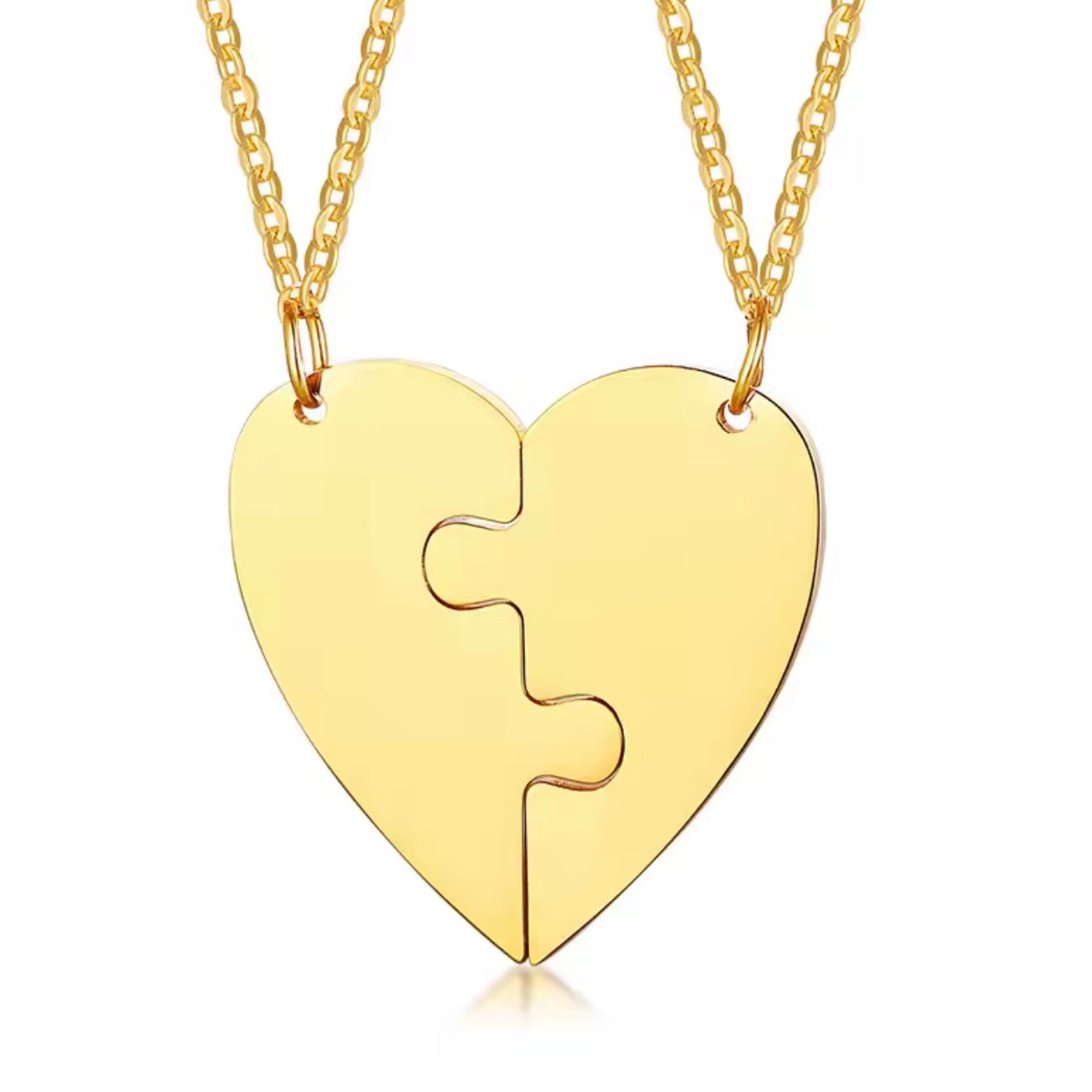 סט תליונים פאזל לב זוגי עם חריטה אישית