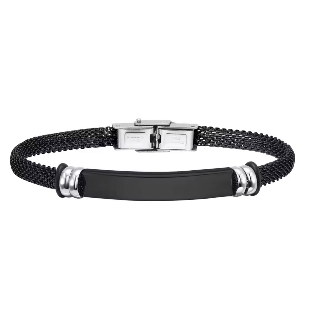 צמיד שחור לגבר עם חריטה אישית