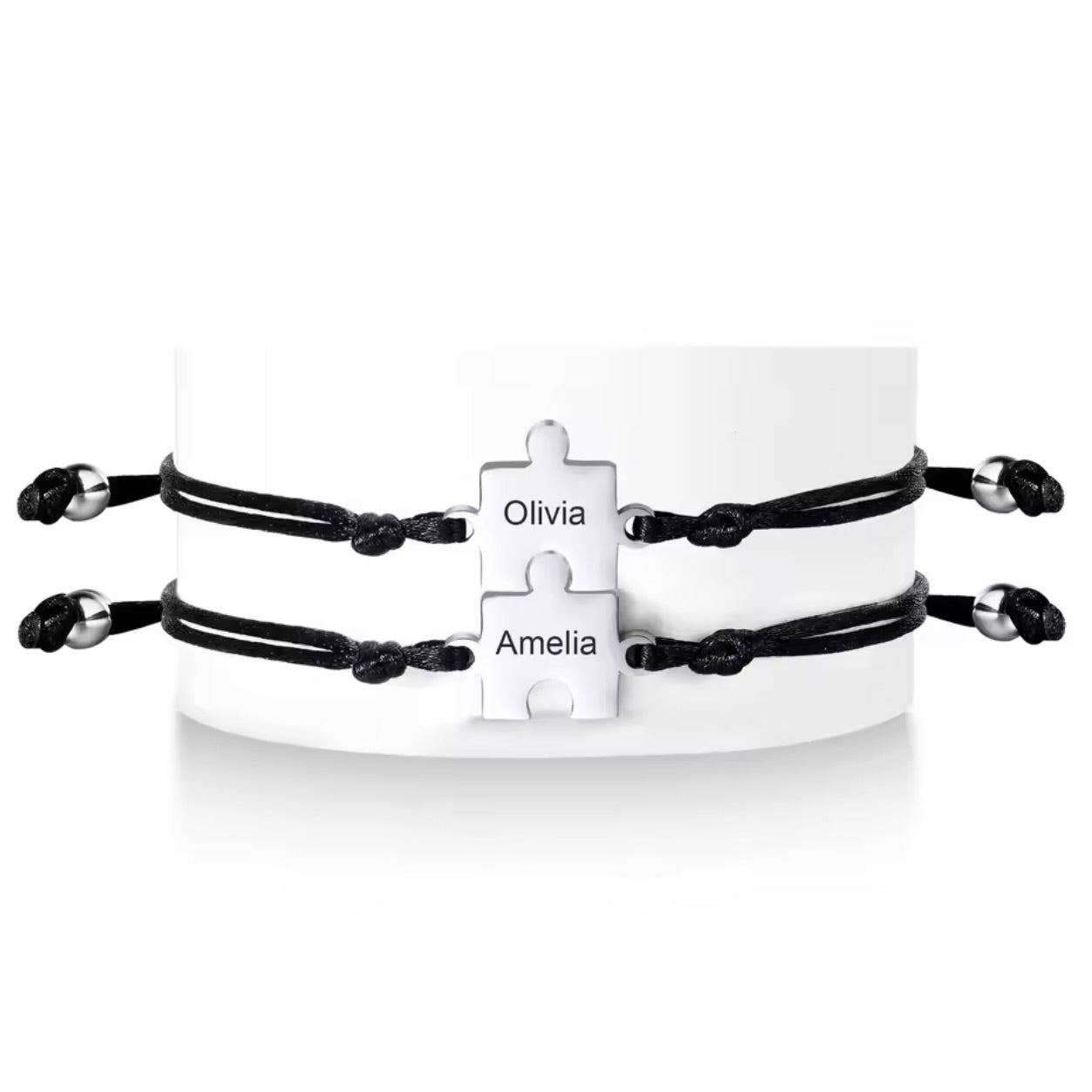 סט צמידים זוגי פאזל עם חריטה אישית